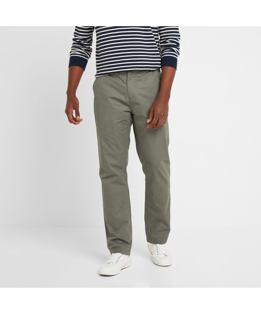 Designed in Yorkshire, these casual fit chinos are the ultimate versatile summer trousers made in a soft washed lightweight cotton. Smarter than jeans they're comfortable enough for a long walk through the countryside or along the cliffs and look right at home in the pub or wine bar at the end of the day. Our design team gave them a slightly longer leg that can be worn down or rolled up, and sits well over a walking boot or trainers. Darts at the back give them a great fit, and they hold securely at the waist with a hook and eye as well as a button. In keeping with our Truth Over Glory ethos,  the TOG24 branding is kept subtle with a tiny logo on the button and a woven label on the back pocket.