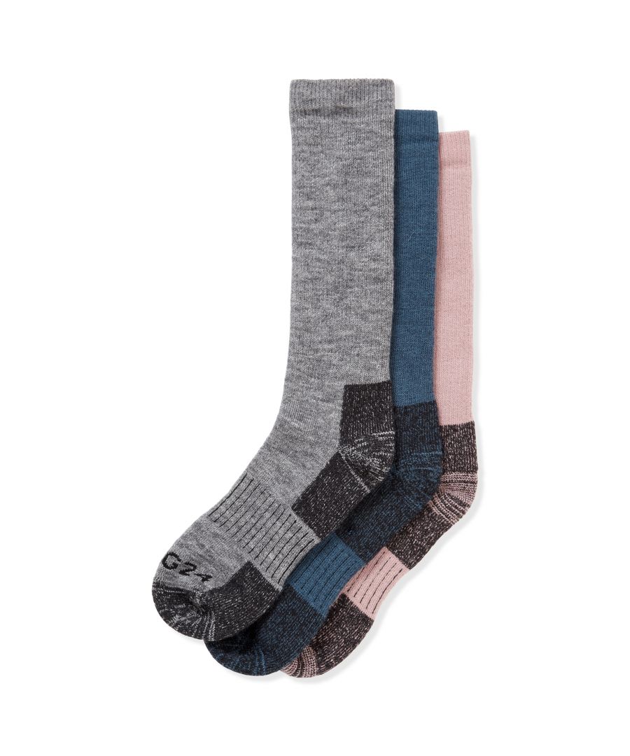 Image for Rigton 3pk Merino Trek Socks Grey Marl/Faded Pink/Washed Blue