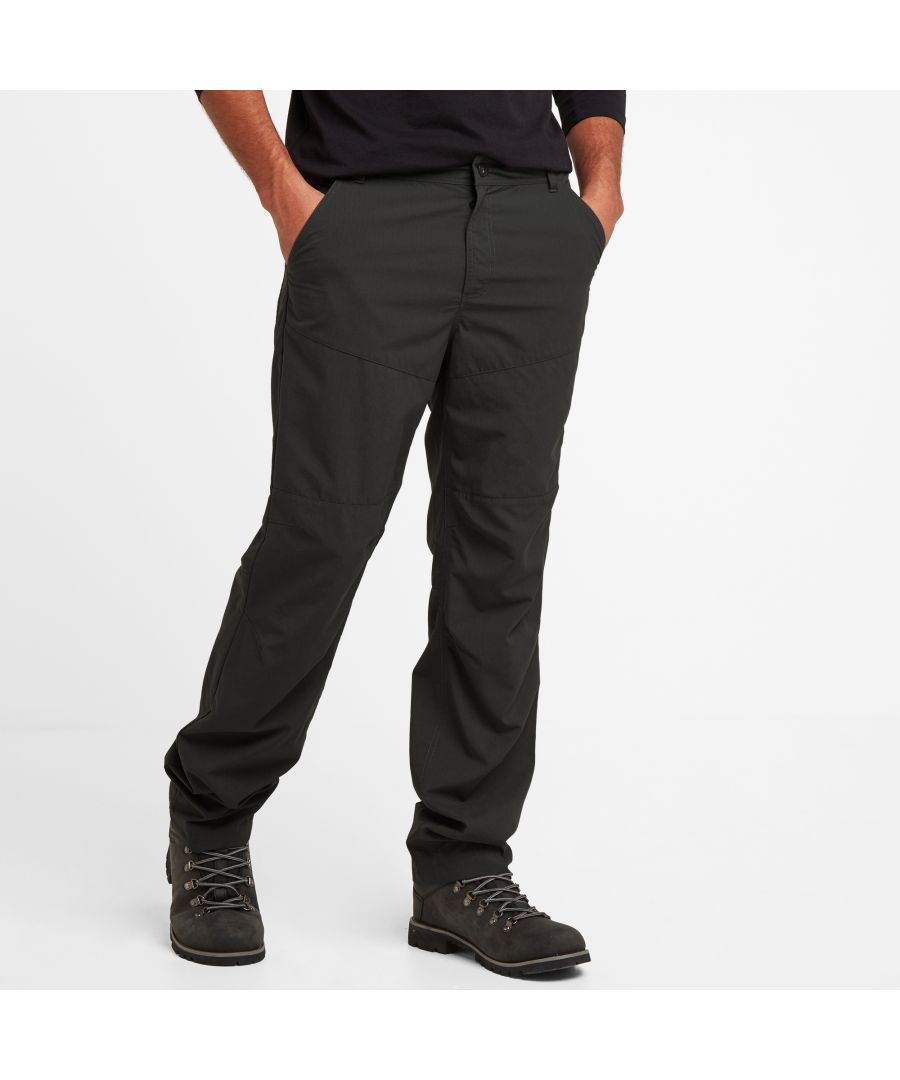 Hills, moors, cliffs or coastline...wherever you love to walk, these lightweight trousers feel great, and are also look good when you take your well deserved pint in the pub at the end of the day.Super practical with lots of deep pockets, they're cut in a straight leg style that's just big enough to go over the top of your walking boots but doesn't flap around. Knee darts make movement easy, but the real beauty of them is a smooth lightweight fabric that feels wonderful, dries out super fast, yet has an almost invisible rip-stop that prevents little nicks turning into big tears. Excellent for hiking and trekking, these hard working mens trousers carry the most subtle of branding, with a tiny woven label on the back pocket.