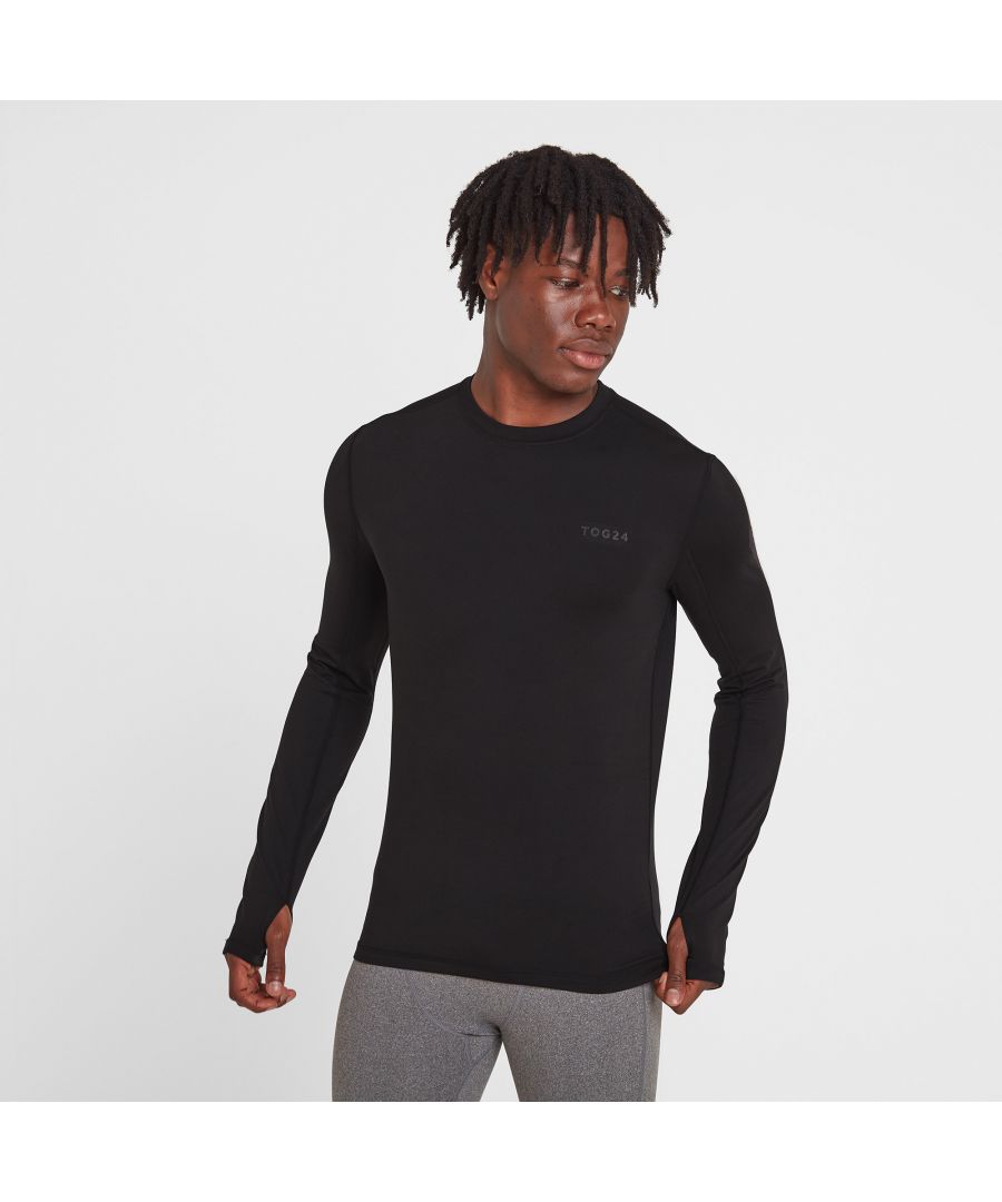 Get kitted out for winter adventure with a supersoft, thin and stretchy baselayer that you'll barely feel on your skin.  Lightweight and cosy, our thermal mens crew neck top wraps you up in gentle warmth without adding any bulk under your clothes. For comfort, it's breathable and wicks away moisture, and the seams are neat and flat inside to help prevent chafing.\n\nDesigned with Alpine conditions in mind - as well as the icy blasts we get in North Yorkshire - it's ideal for any winter sports from skiing and snowboarding to hiking, cycling and motorcycling.  Wear it with the cuffs on your wrists or pull them down and use the thumbhole designed to stop any draughts on your arms. \n\nIt also makes a great mens running top and you can even pop it on under a jumper to make a trip to the supermarket more bearable on a freezing cold day. Branded with our TOG24 logo on the chest, this top really is comfort in a box.