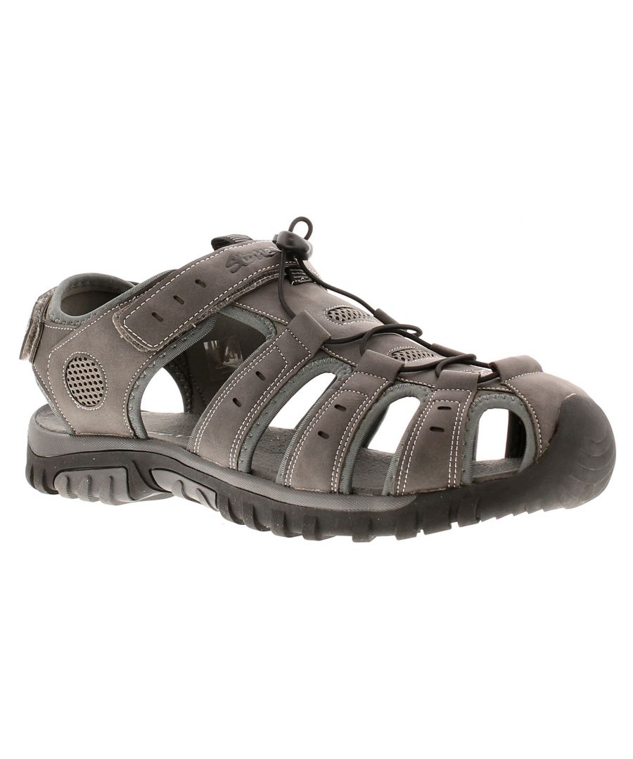Wynsors Stone Mens Walking Sandals Grey. Manmade / Fabric Upper. Fabric Lining. Synthetic Sole. Mens Syntheticleather And Mesh Fisherman Sandal.
