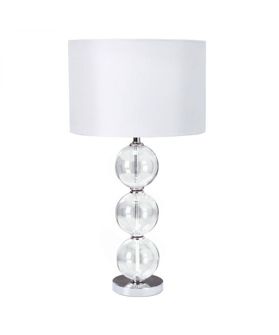 Image for 1 Light Table Lamp Chrome, with Glass Balls & White Shade, E27