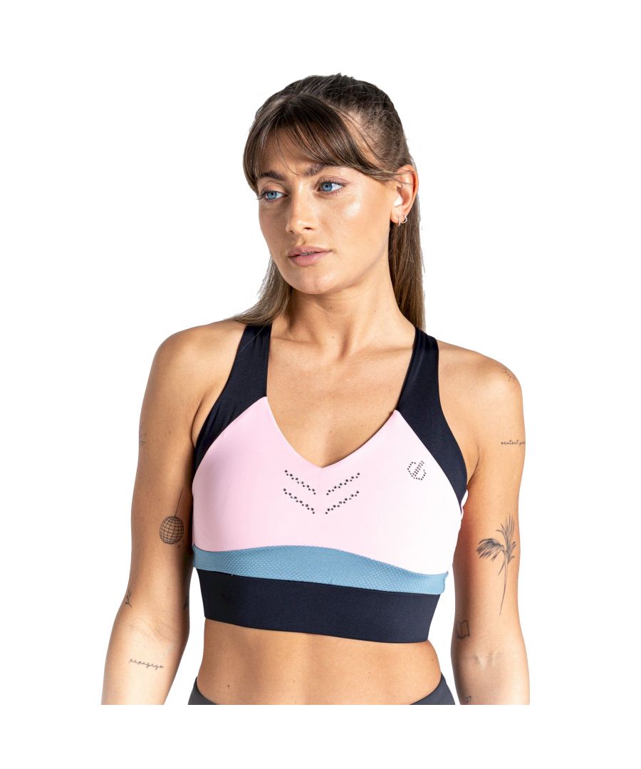 Image for Dare 2B Womens/Ladies Crystallize Recycled Sports Bra (Powder Pink/Black)