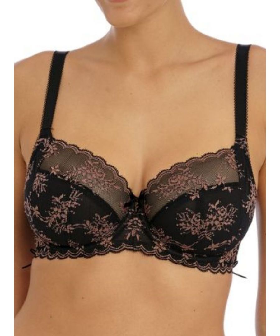 Freya Womens Offbeat Decadence Side Support Bra - Vintage Rose - Black Polyamide - Size 38GG