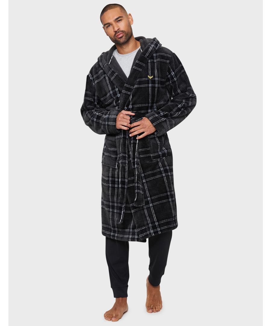 This hooded, check design robe from Threadbare is made from soft fleece with plain fleece lining and has a self-tie waist and two deep pockets for your night-time essentials. Other colours and styles available.