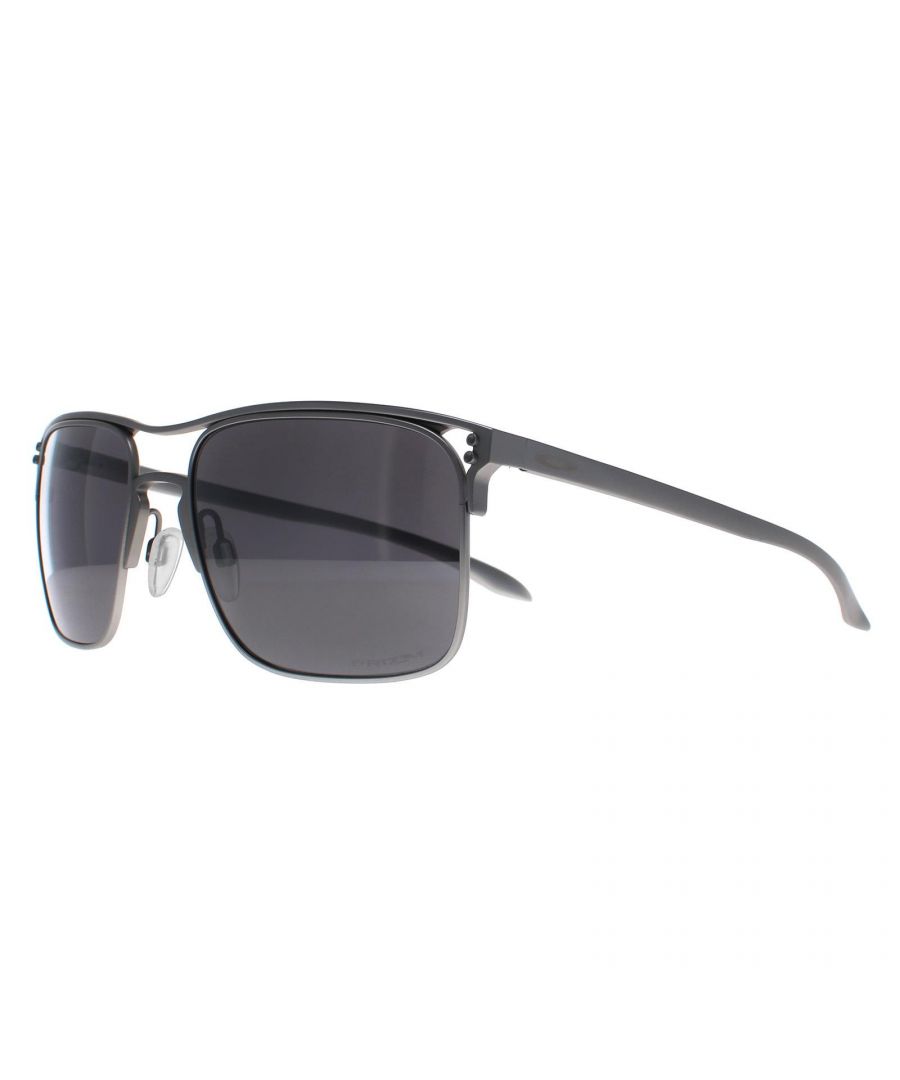 Oakley Square Mens Satin Chrome Prizm Black Holbrook TI - Silver Metal - One Size