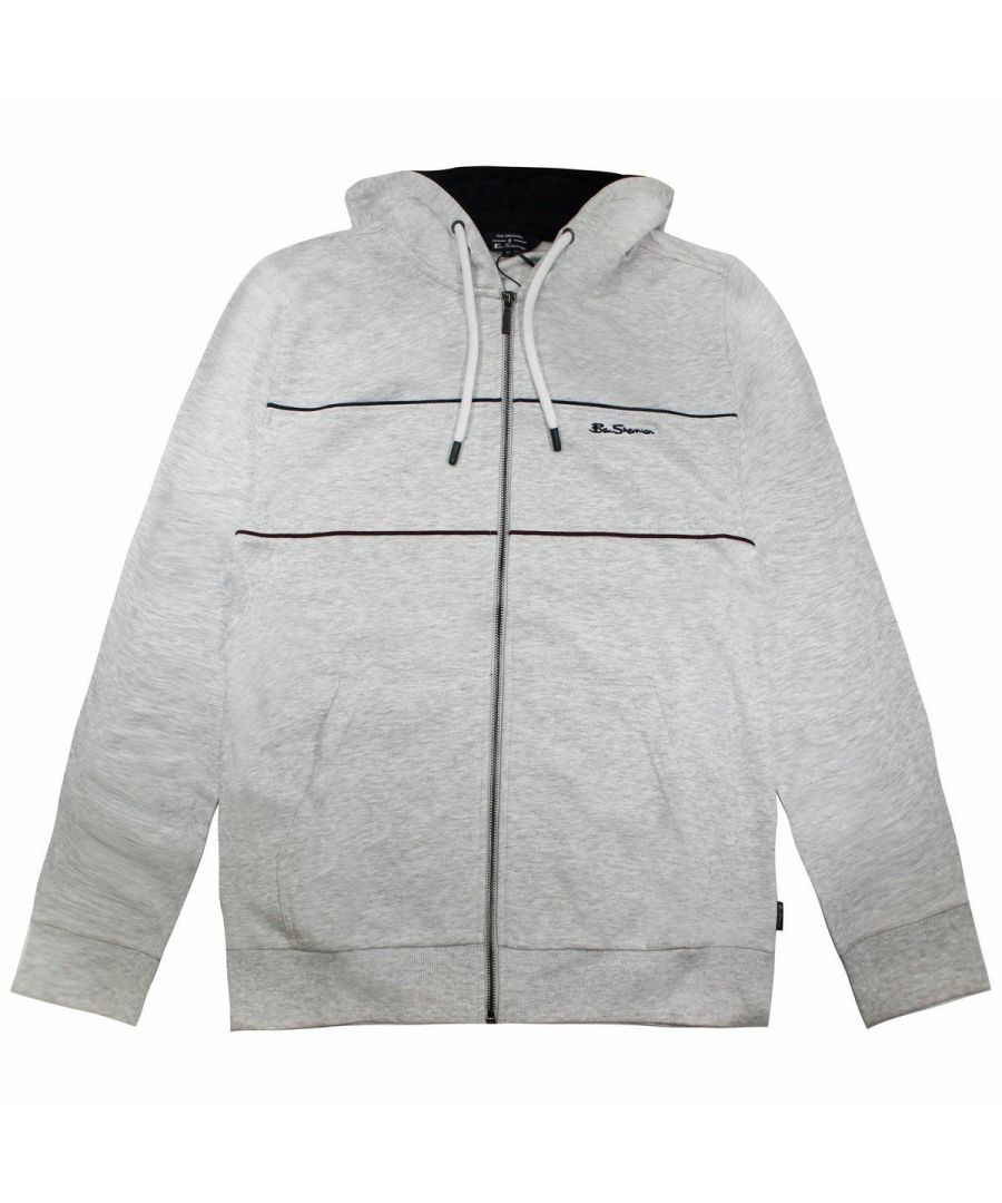 ben sherman mens zip through two colour panel sweatshirt hoody various colours 5059508418829 - grey cotton - size x-large
