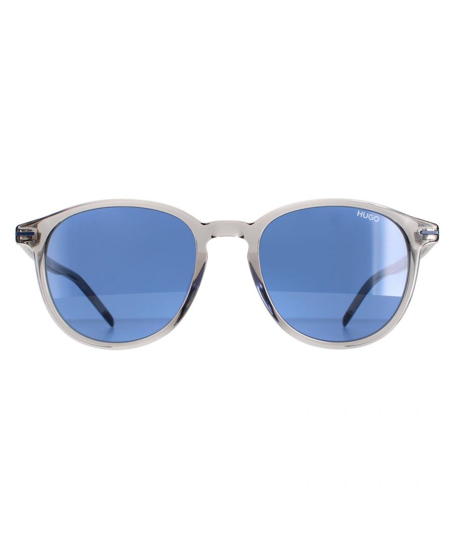Hugo by Hugo Boss Round Mens Grey Blue Avio HG 1169/S  Hugo by Hugo Boss are a retro round style crafted from lightweight acetate and features corner flicks and slim temples embellished with the Hugo logo.