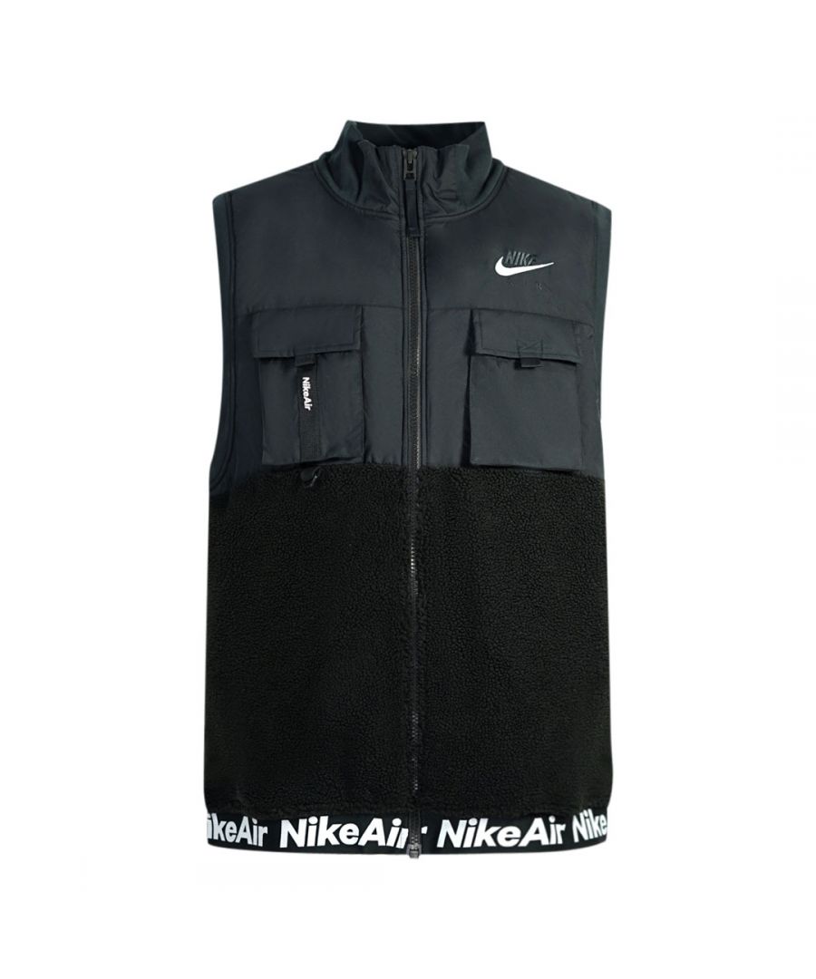 Nike Mens Air Synt Black Sherpa Vest Jacket - Size X-Large