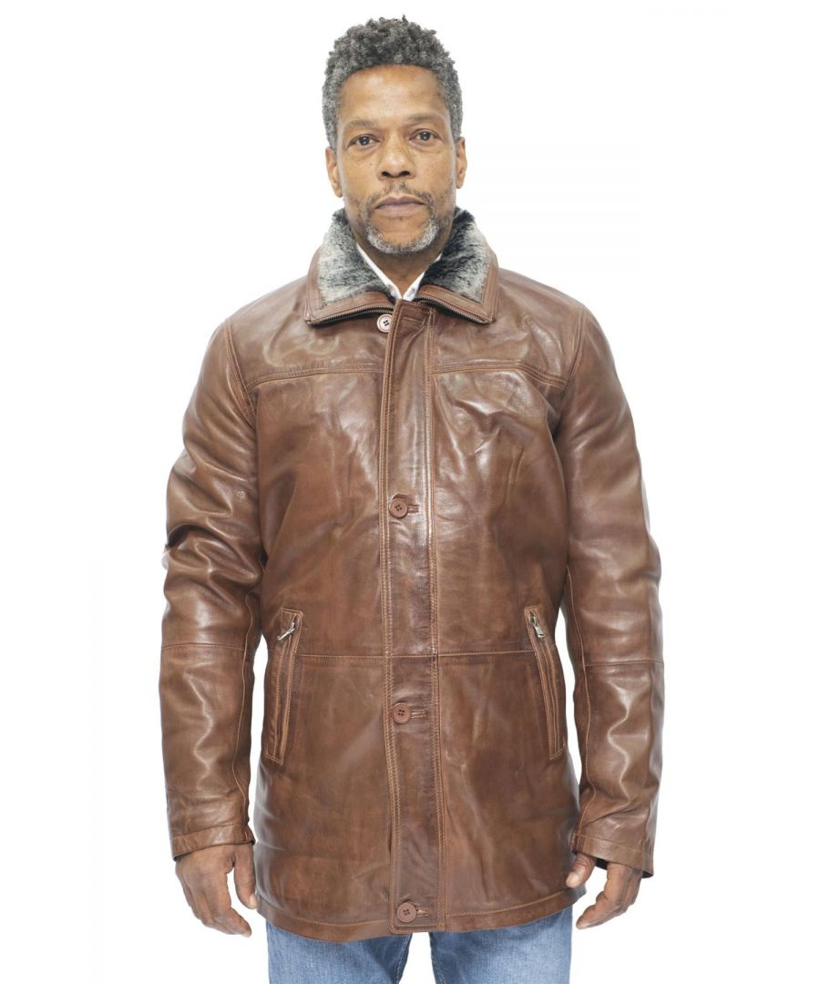 Infinity Leather Mens Trench Coat-Aleppo - Tan - Size 5XL