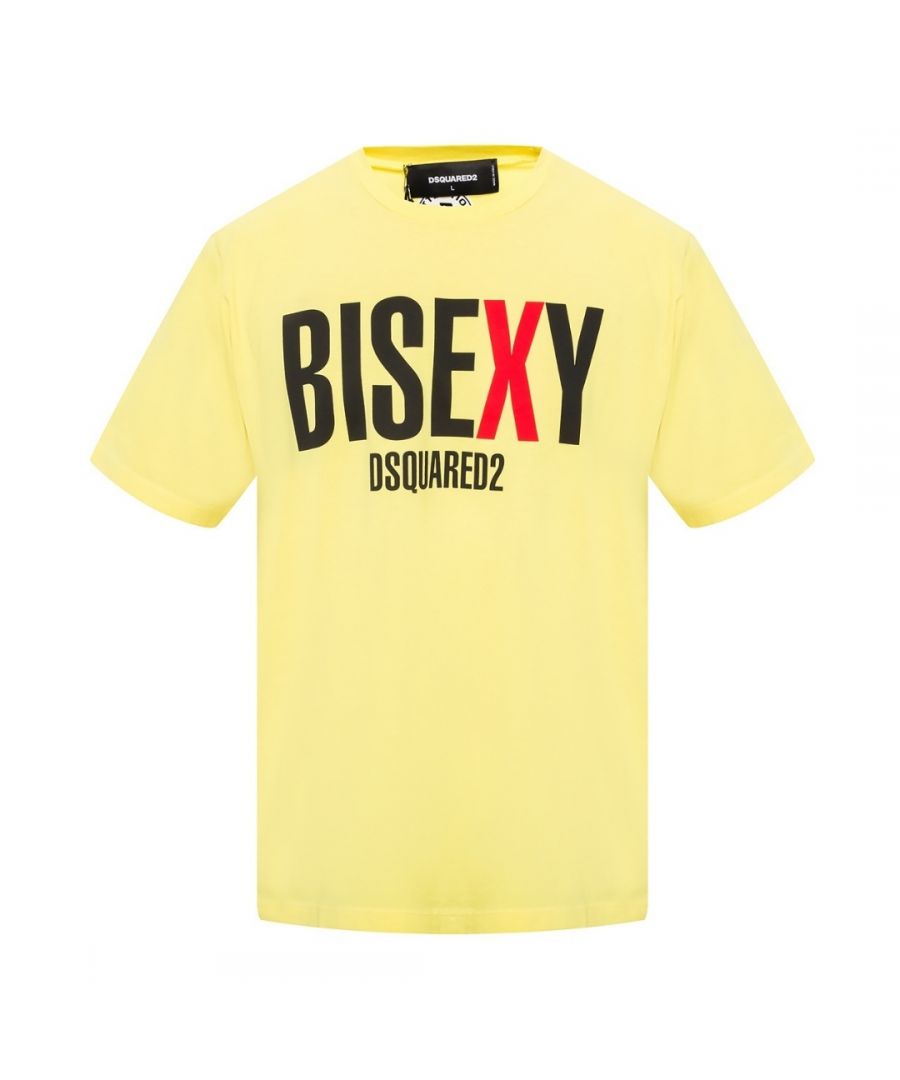 Dsquared2 geel T-shirt met BiSexy-logo in oversized pasvorm
