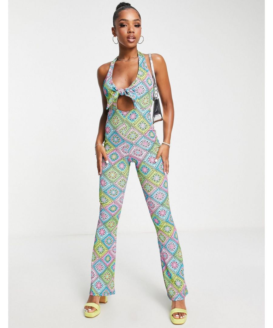 Jumpsuits & Playsuits by Miss Selfridge One-piece wonder Plunge neck Tie front Cut-out detail Tie-back fastening Slim leg Slim fit  Sold By: Asos