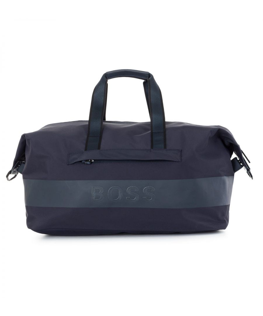 A stylish companion for your travels, the Magnified Holdall Bag from BOSS  has all the room for your traveling essentials. Crafted from recycled nylon providing sustainable durability without compromising on style. Featuring one main zip compartment with multiple internal pockets for easy storage, twin carrying handles, a detachable shoulder strap and a zip pocket to the exterior. Finished with signature BOSS branding.Recycled Nylon Composition, Zippered Main Compartment, External Zip Pocket, Interior Zip & Open Pockets, Webbing Carrying Handles, Detachable Adjustable Webbing Shoulder Strap, Dimensions: 37 x 52 x 27 cm, BOSS Branding.
