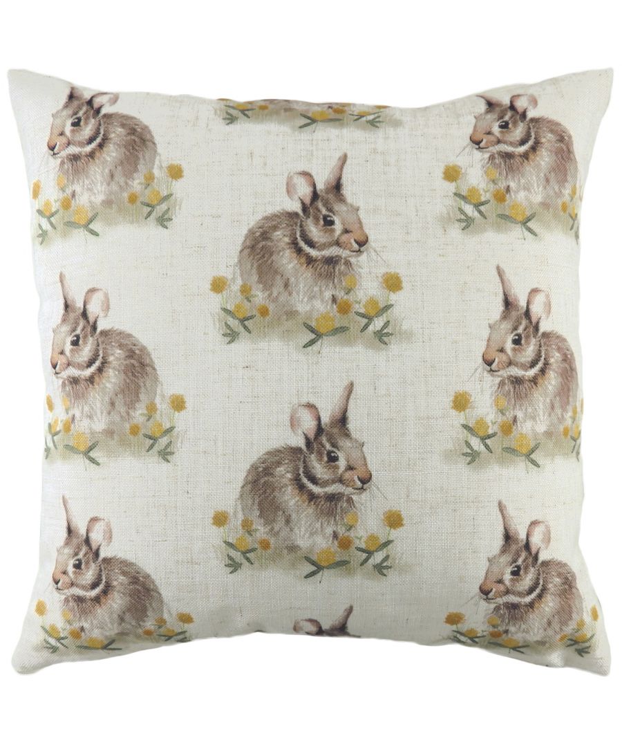 Evans Lichfield Woodland Hare Repeat Watercolour Print Cushion Cover - Multicolour - One Size