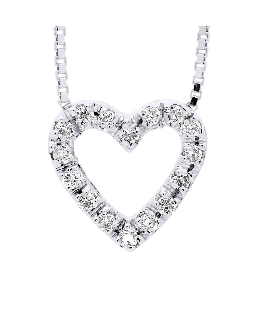 Necklace Diamonds 0.07 cts - White Gold 750 (18 Carats) - HSI Quality - Venetian Style chain -Length 42 cm, 16,5 in - Our jewellery is made in France and will be delivered in a gift box accompanied by a Certificate of Authenticity and International Warranty