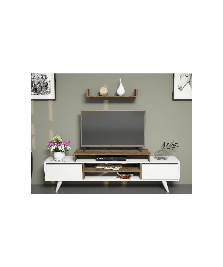 Image for HOMEMANIA Melis TV Stand, in White, Walnut
