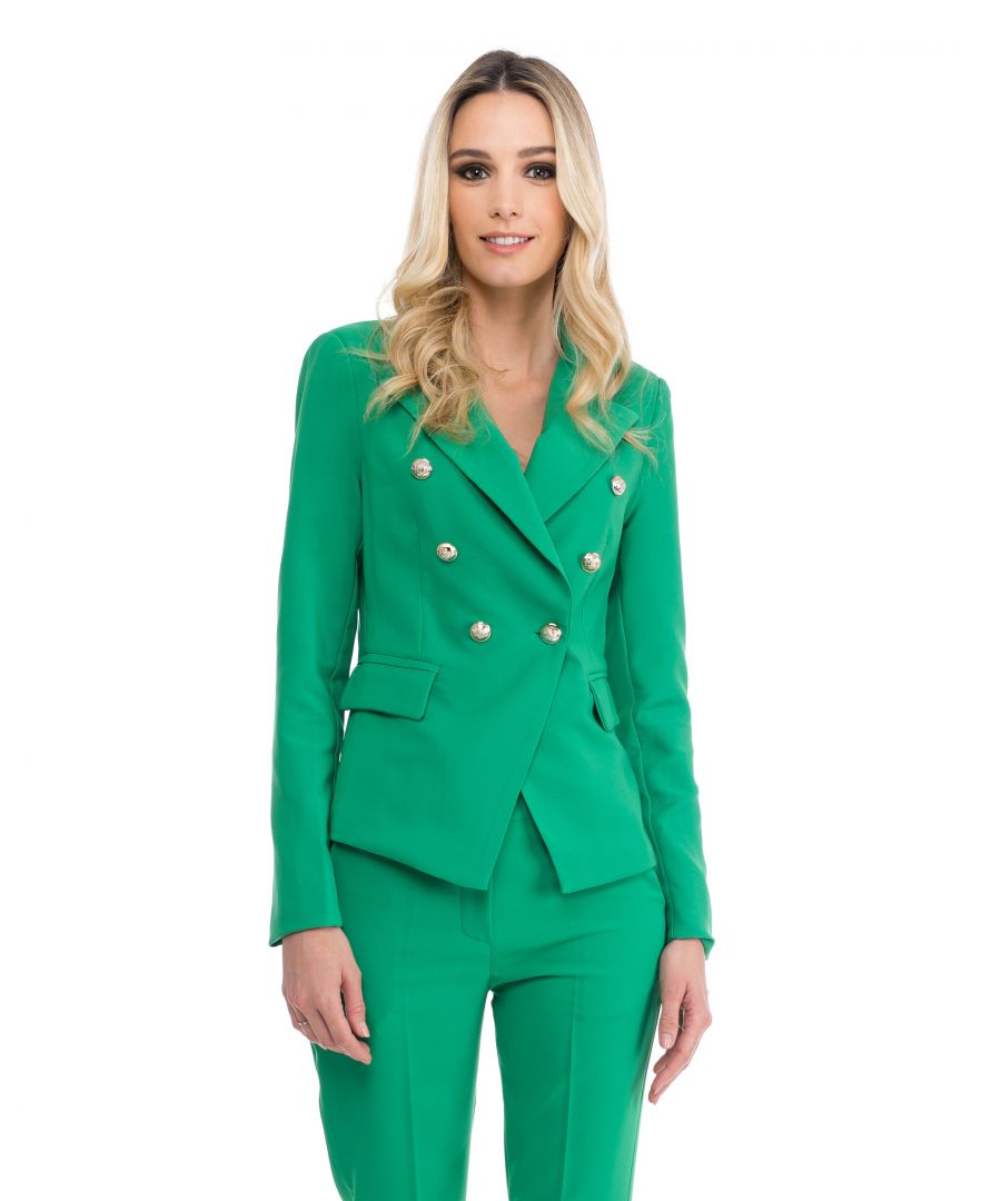 Blazer jacket with gold buttons and shoulder pads