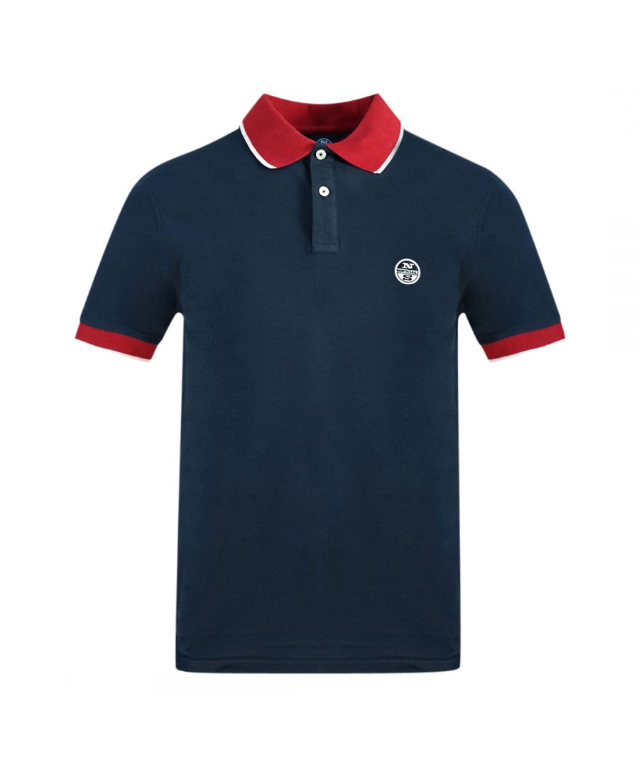 North Sails Colour Block Navy Blue Polo Shirt. North Sails Contrast Collar Navy Blue Polo. Branded Logo On The Left Chest. Regular Fit, Fits True To Size. Stretch Fit 95% Cotton, 5% Elastane. Style: 9024100800