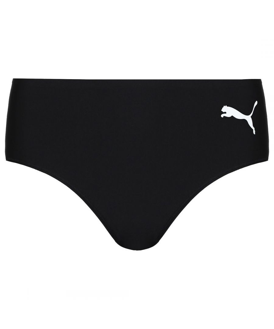 Puma Logo Womens Black/White Brief Bikini - Size UK 12