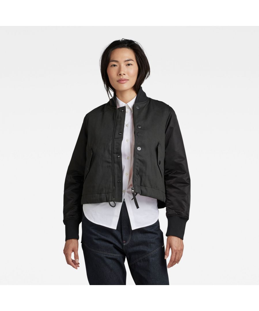 G Star Raw Womens G-Star RAW Drawstring Bomber Jacket - Black Cotton - Size Large