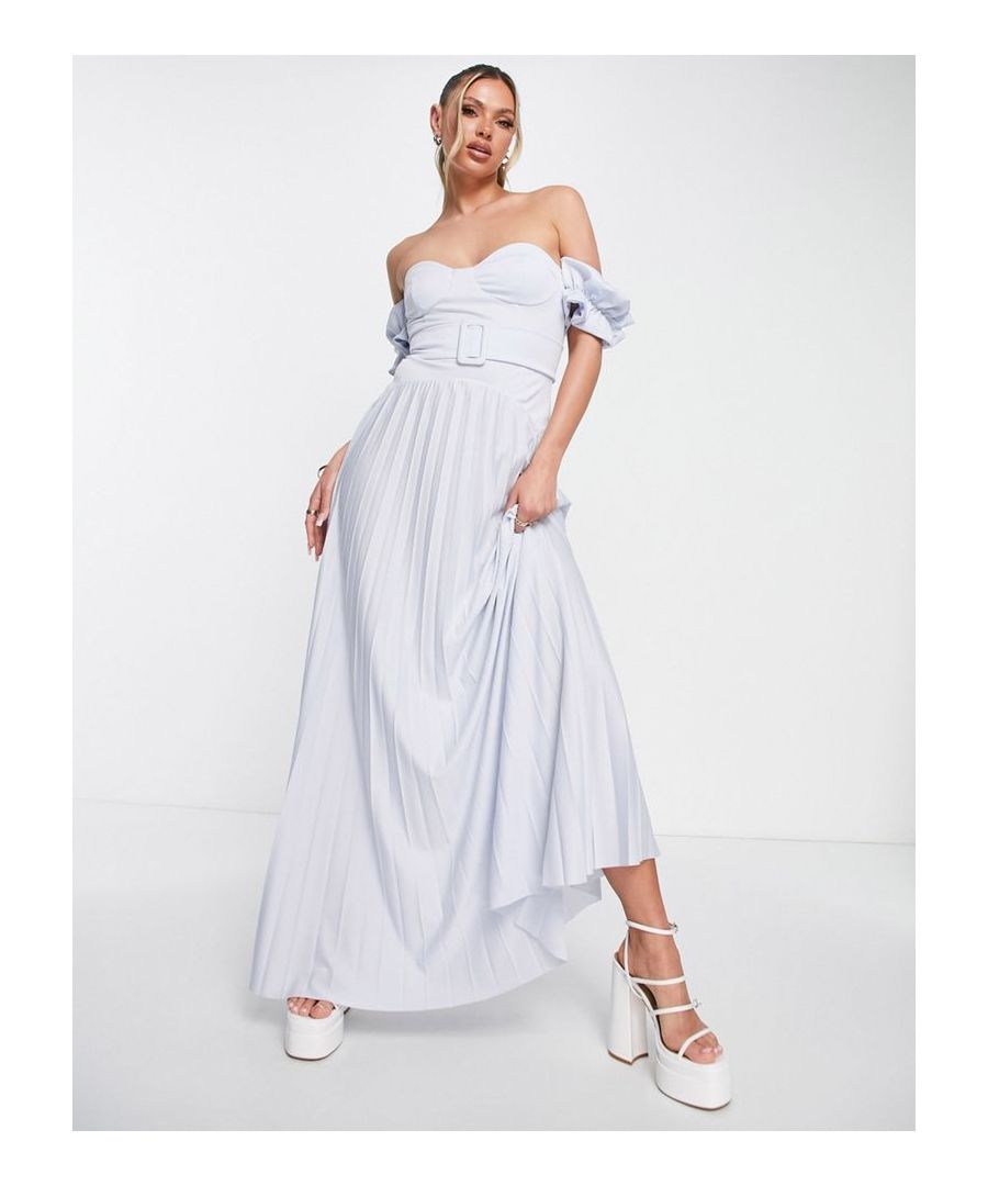Dress by ASOS DESIGN Most grammable Bardot neck Belted waist Pleated skirt Regular fit  Sold By: Asos