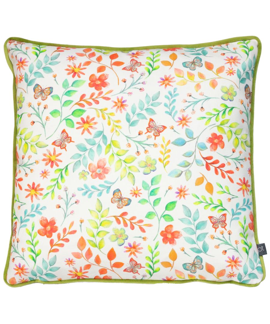 This colourful and elegant cushion meets delicacy and sophisticated in this upbeat, Secret Garden cushion. Finished with a piped edge, it adds a dash of style and colour into any room. Dry clean only.