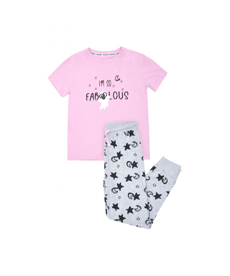 This cotton pyjama set from Threadgirls features a short sleeve top and long bottoms with an all over print. The printed trousers have an elasticated waistband with drawstring for extra comfort, made from a cotton to ensure a comfortable feel and easy washing. For that faboolous look this Halloween season.