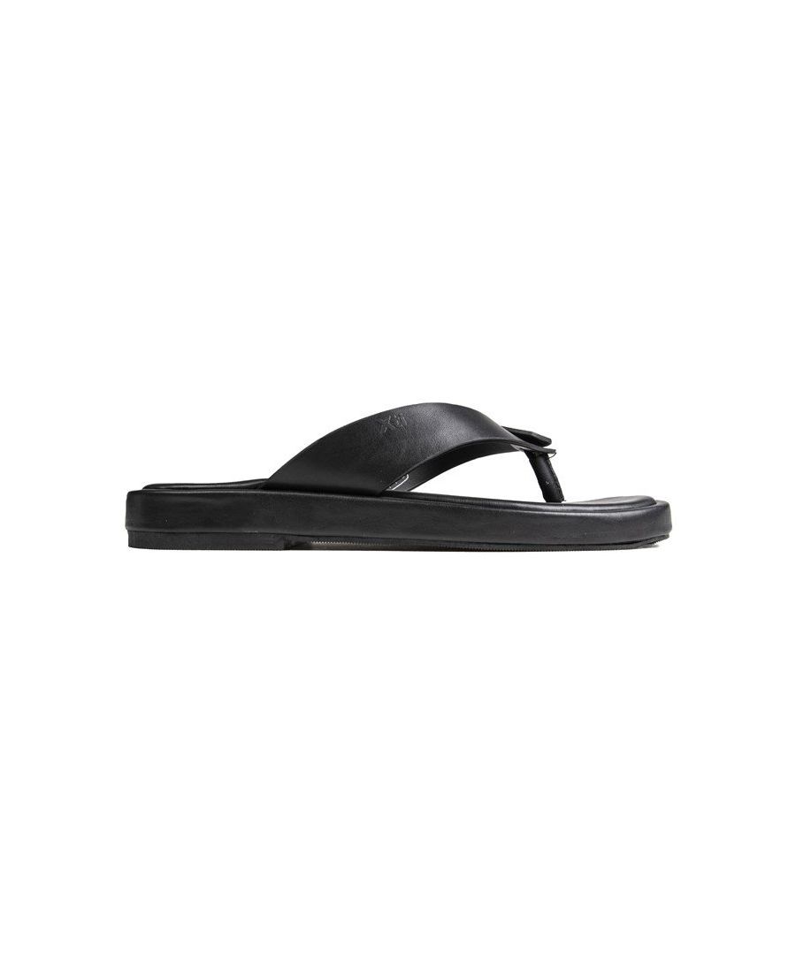 Womens black Xti 43675 sandals and a synthetic sole. Featuring: tonal branding to side, padded insole and slightly squared last.