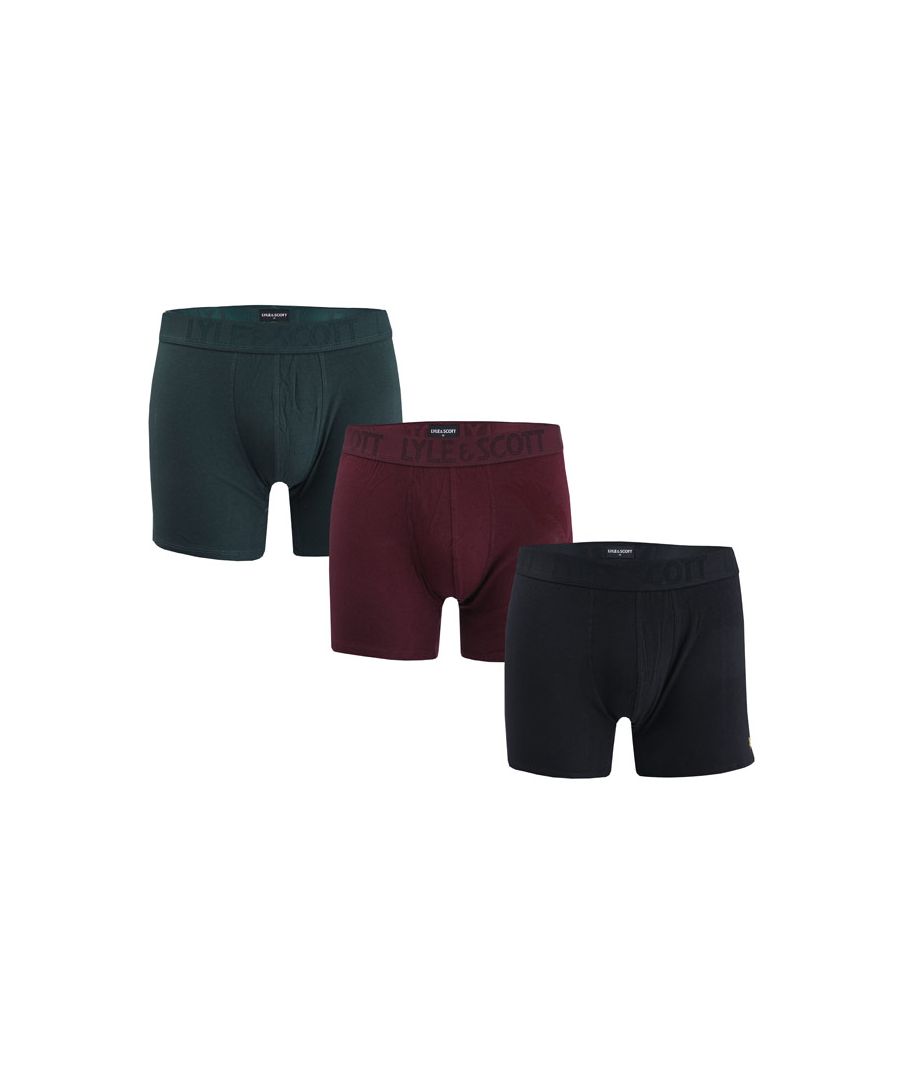 Image for Men's Lyle And Scott Oliver 3 Pack Boxer Shorts in black green