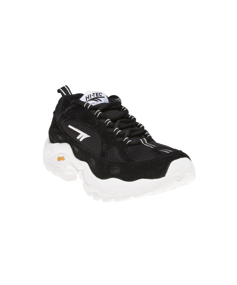 Cutting A Striking Silhouette, The Hts Flash Adv Racer Womens Trainer By Retro Brand Hi-tec Will Add A Stylish Finish To Every Outfit. The Classic Black Suede And Mesh Upper Is Complimented With A Chunky Rubber Sole And The Iconic Branding.
