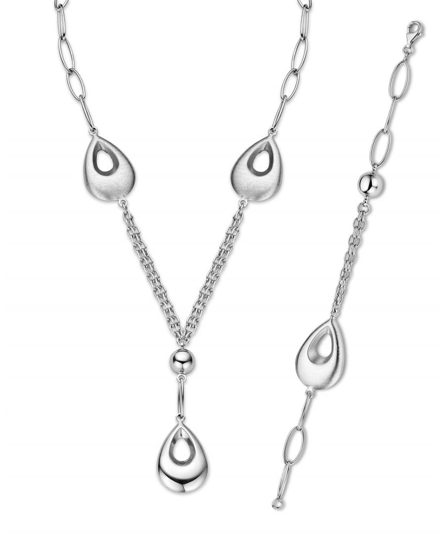 Orphelia Womens 925 Sterling Silver Set: Chain + Bracelet - Set-028 - One Size