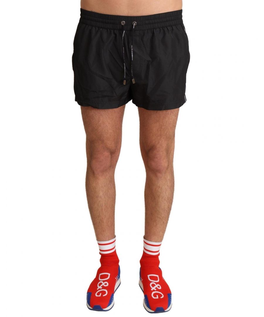 Dolce & Gabbana Mens Stunning King Motive Swim Shorts - Black - Size X-Small