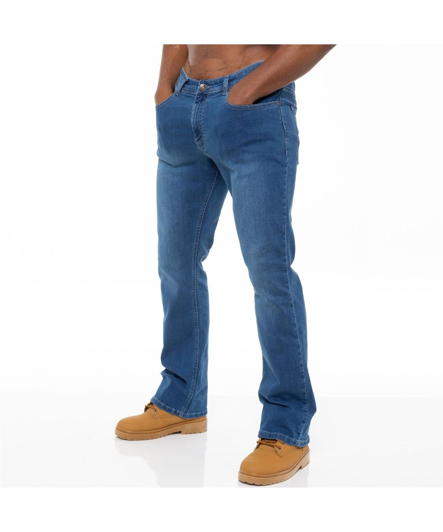 Image for Enzo Mens Bootcut Stretch Denim Jeans
