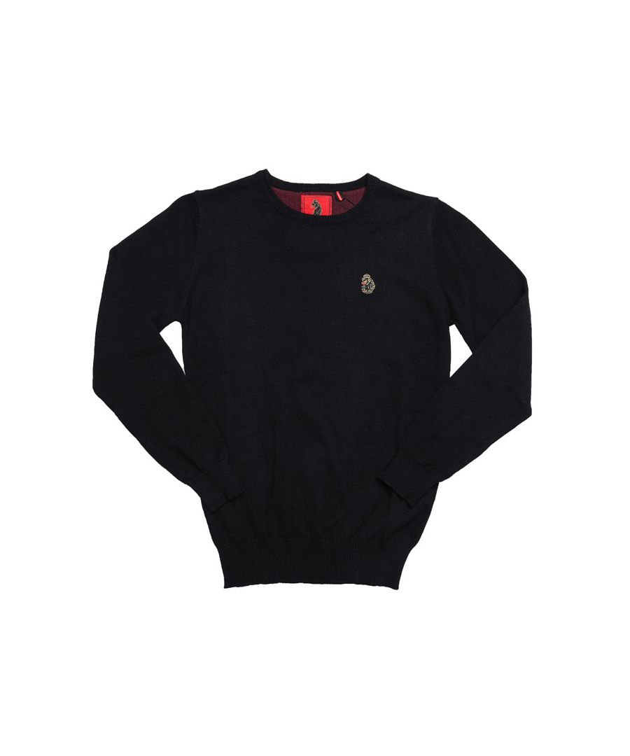Infant Boys Luke 1977 Gerrard Knit in black.- Crew neck.- Long sleeves.- Ribbed cuffs and hem. - Embroidered lion crest on the chest.- 100% Cotton. Machine washable. - Ref: M360685JNRIA