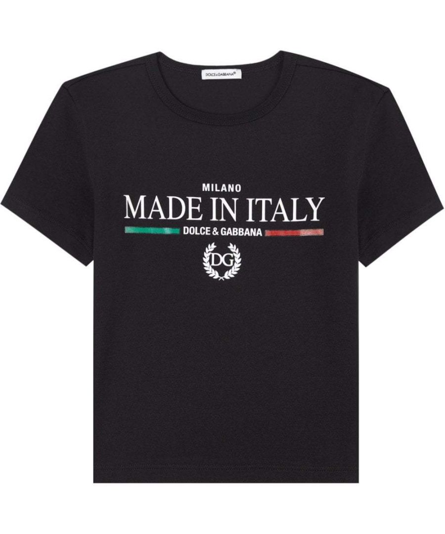 Image for Dolce & Gabbana Boys Made In Italy Flag T-Shirt Black