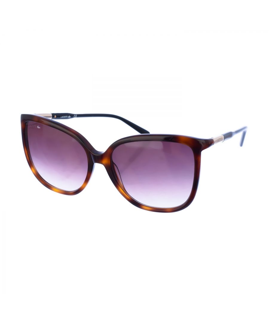 lacoste womens butterfly-shaped acetate sunglasses l963s women - brown - one size
