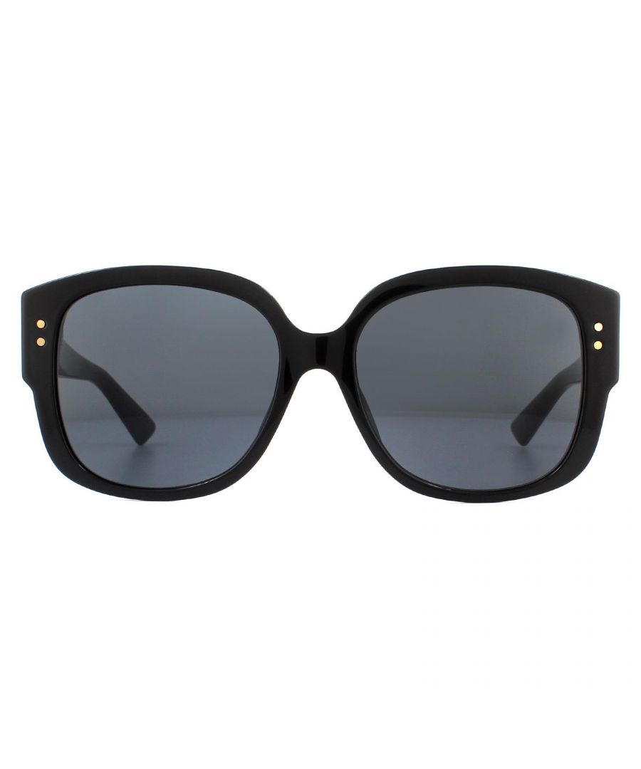 Dior Sunglasses Lady Dior Studs F 2IK UR Havana Gold Purple are a large square style crafted fully from chunky acetate. The temples have raised circular patterns and are embellished with studs and metal Dior logo.