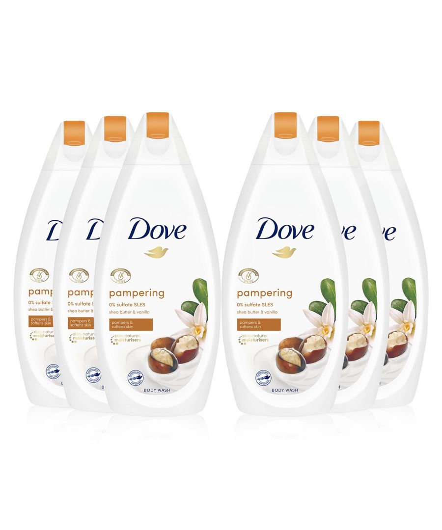 Dove Body Wash Sulfate-free Pampering Moisturiser Shea Butter & Vanilla, 6x450ml - Cream - One Size