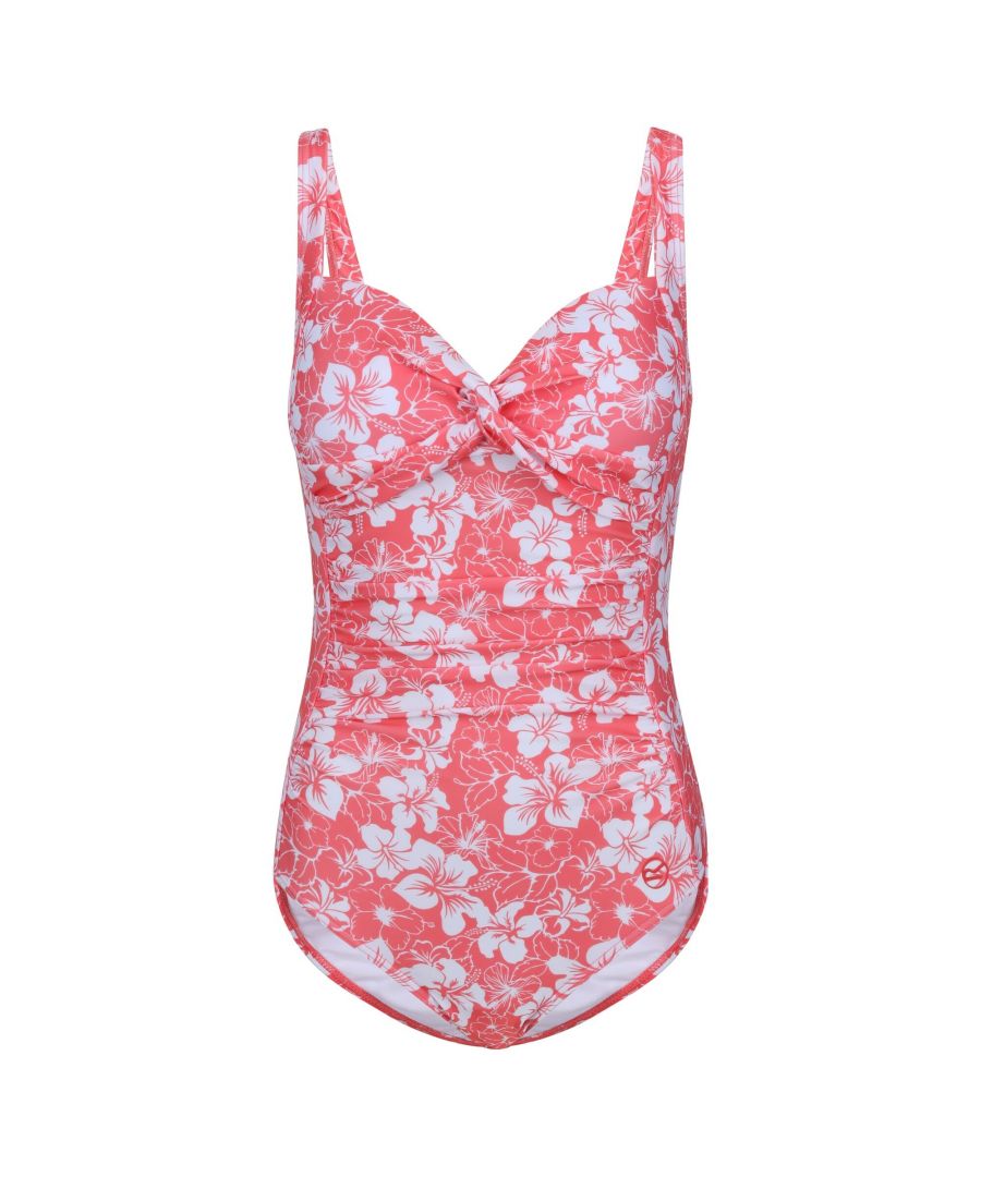 Regatta Womens/Ladies Sakari Hibiscus Tummy Control One Piece Swimsuit (Peach Bloom) - Size 10 UK