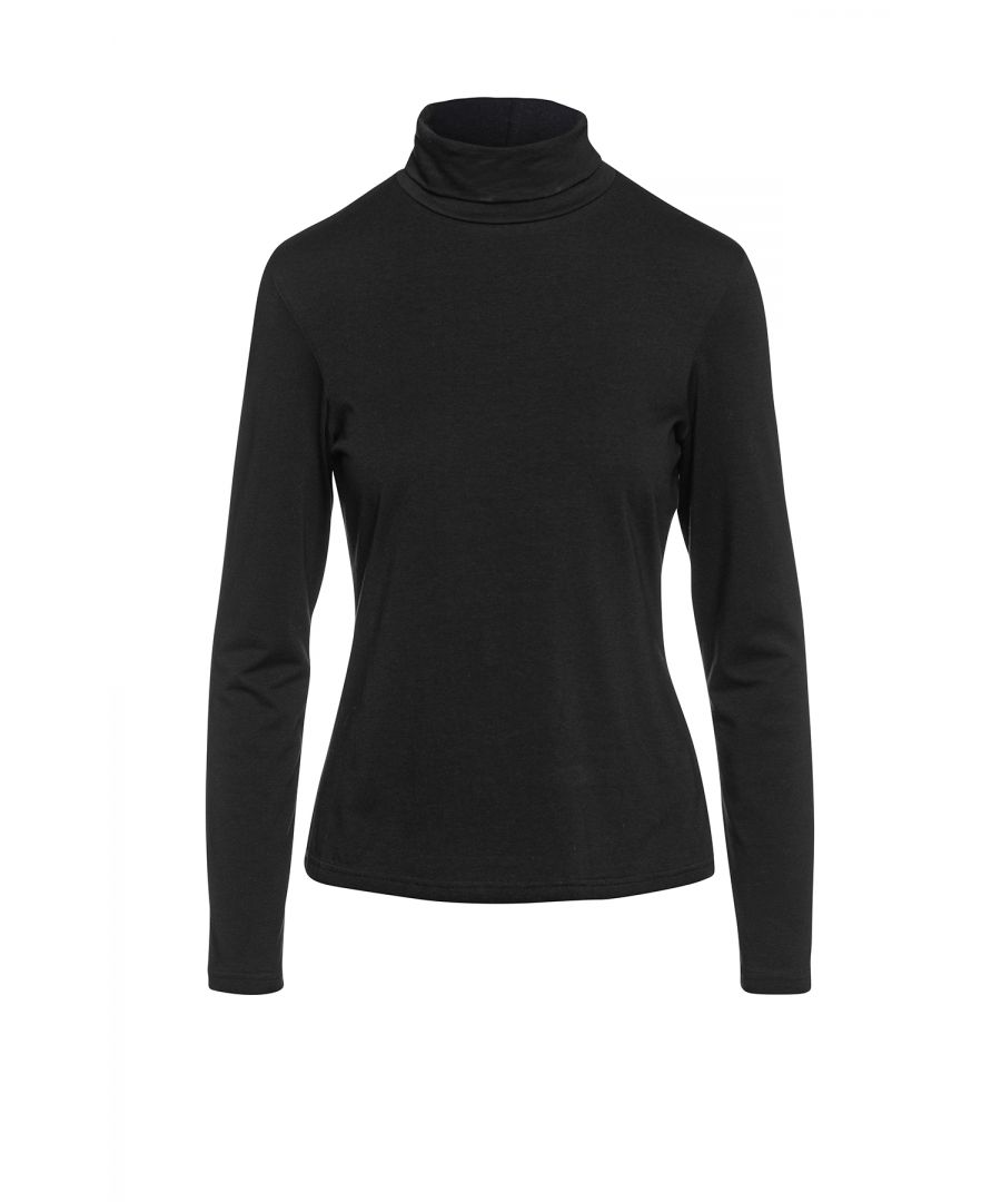 Deze zwart trui met lange mouwen en polokraag is gemaakt van stretchstof. Met een aansluitend silhouet.