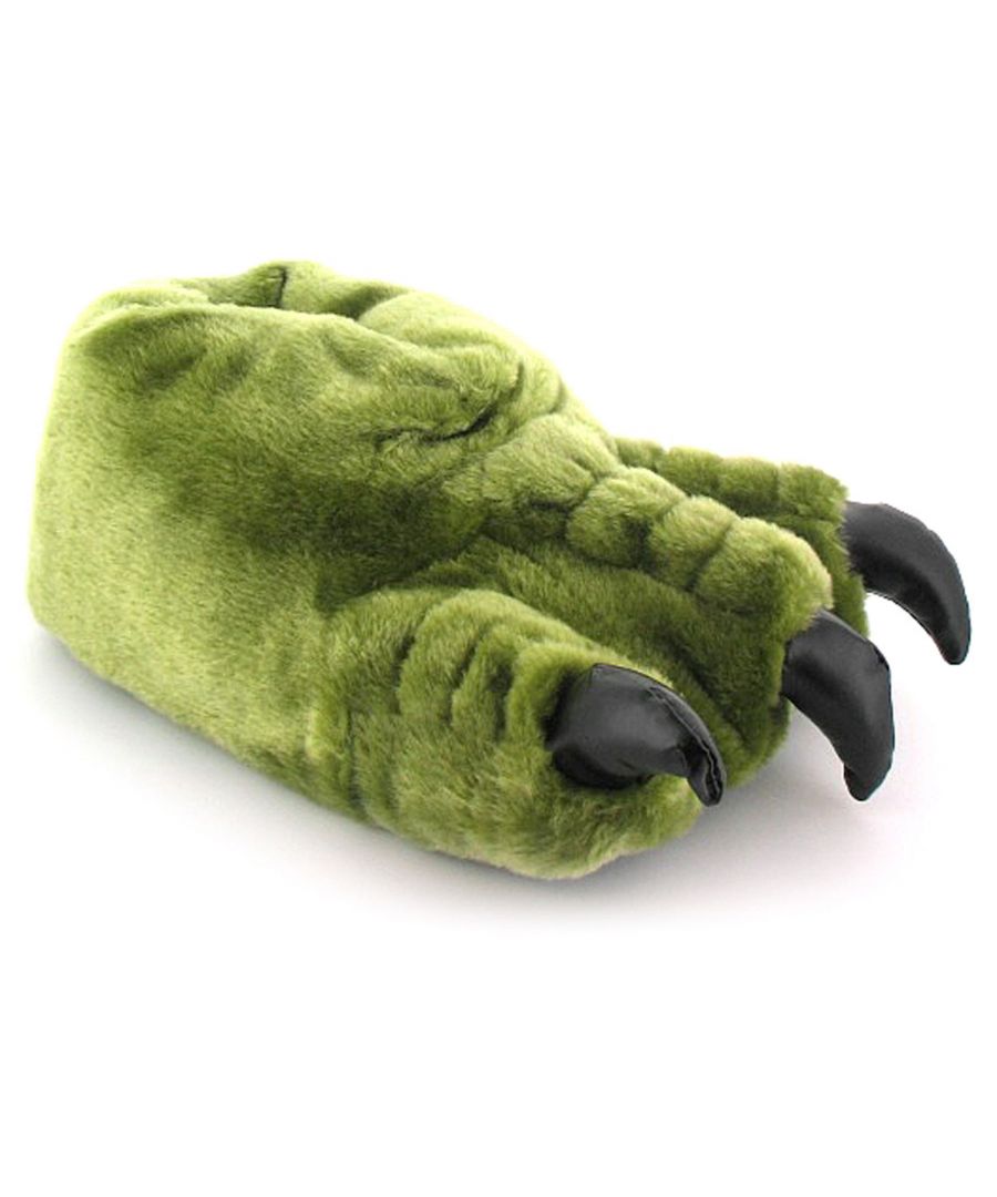 New Boys/Childrens Green Novelty Monster Claw Slippers Gift Ideas. Fabric Upper. Fabric Lining. Fabric Sole. Juniors Kids Childs Halloween Dinosaurs Presents/Gifts Christmas/Xmas Character. This Style Uses Dual Sizing: Size 13 = 13/1 Size 2 = 2/3 Size 4 =