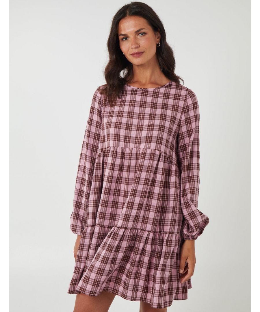 Image for ROSIE - Frill Sleeve Check Smocked Dress