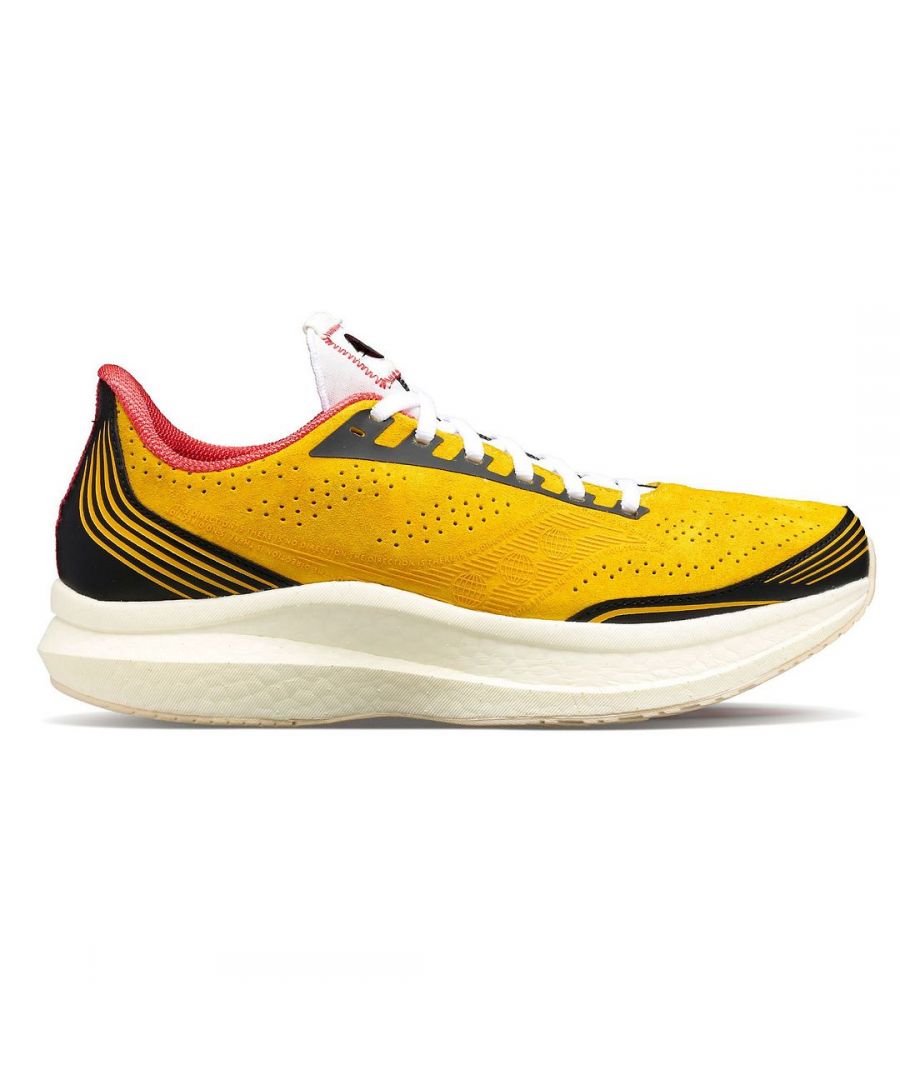 saucony diet starts monday x endorphin pro yellow mens running trainers leather (archived) - size uk 7