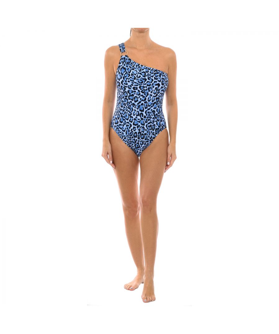 Michael Kors Womenss one-strap swimsuit MM9M614 - Blue polyamide - Size Large