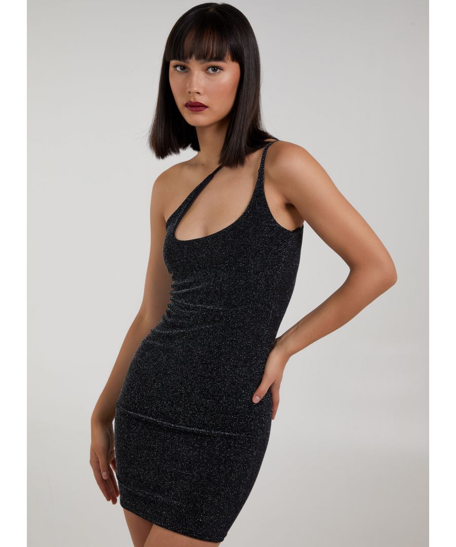 Image for DAZZLING - Metallic One Shoulder Cut Out Dress