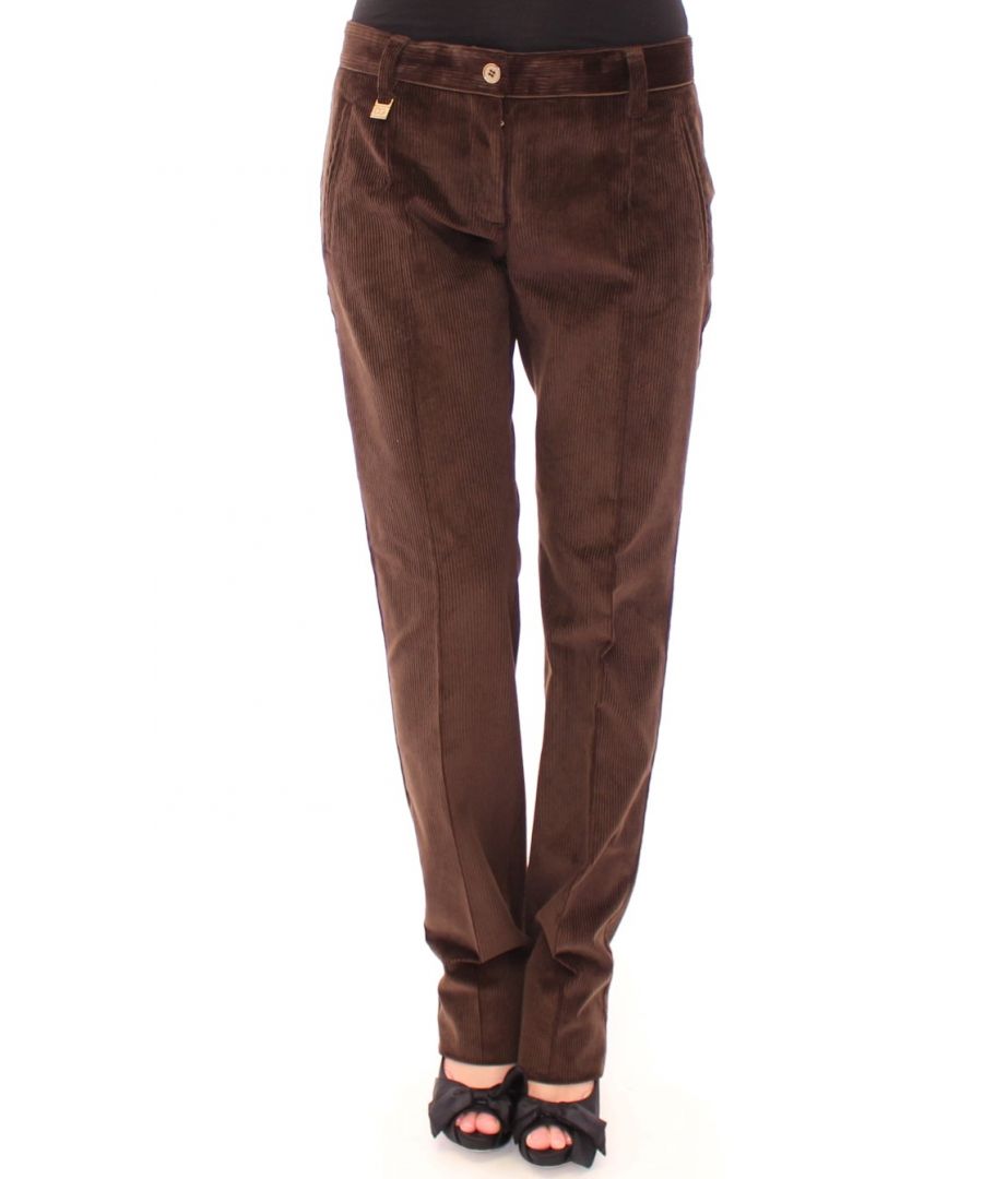 Image for Dolce & Gabbana Brown Corduroys Straight Logo Casual Pants