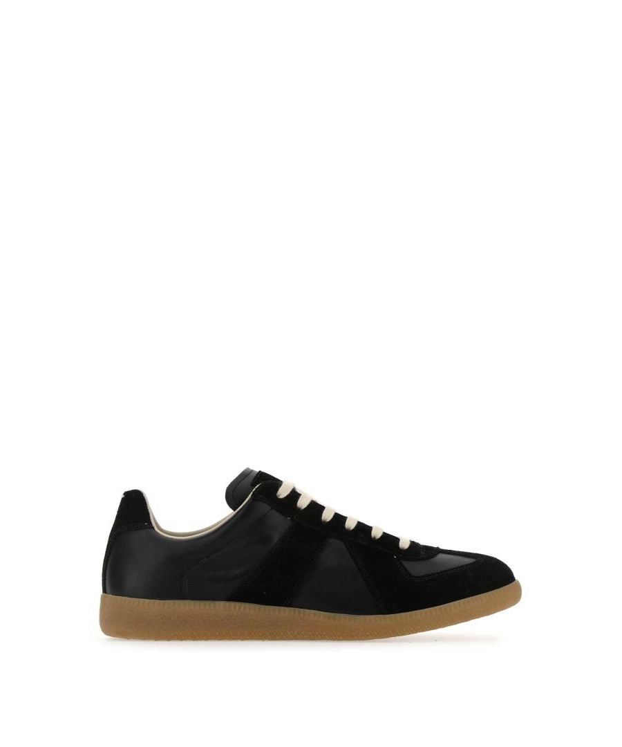 Black leather and suede Replica sneakers \n1