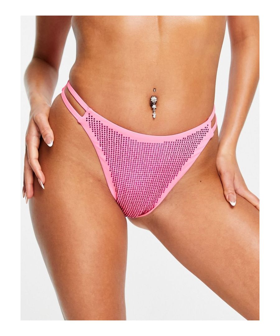Bikini briefs by ASYOU Exclusive to ASOS Hipster style Cut-out sides Diamante embellishment Brazilian cut High-leg style  Sold By: Asos