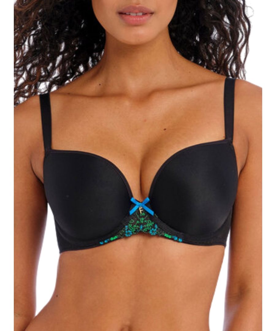 Freya Womens Show-off Moulded Plunge T-Shirt Bra - Black Polyamide - Size 38DD