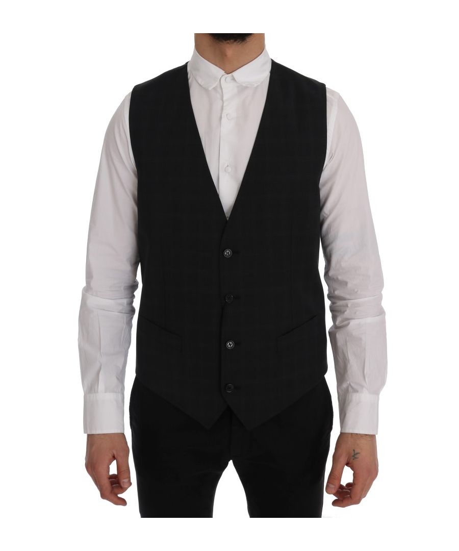 Image for Dolce & Gabbana Gray Wool Dress Stretch Vest